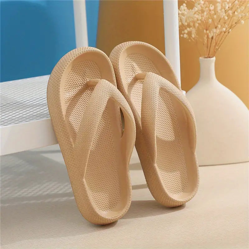 Platform Non-Slip Solid Color Flip Slippers