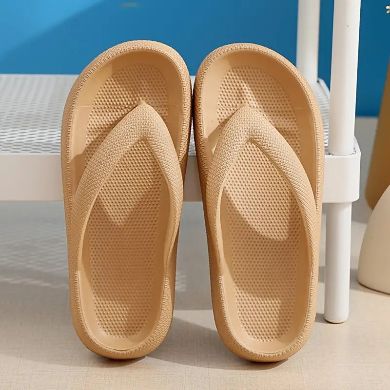 Platform Non-Slip Solid Color Flip Slippers