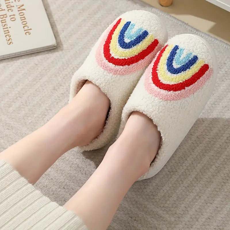 Rainbow Closed Toe Cute Slip On Slippers Shoes