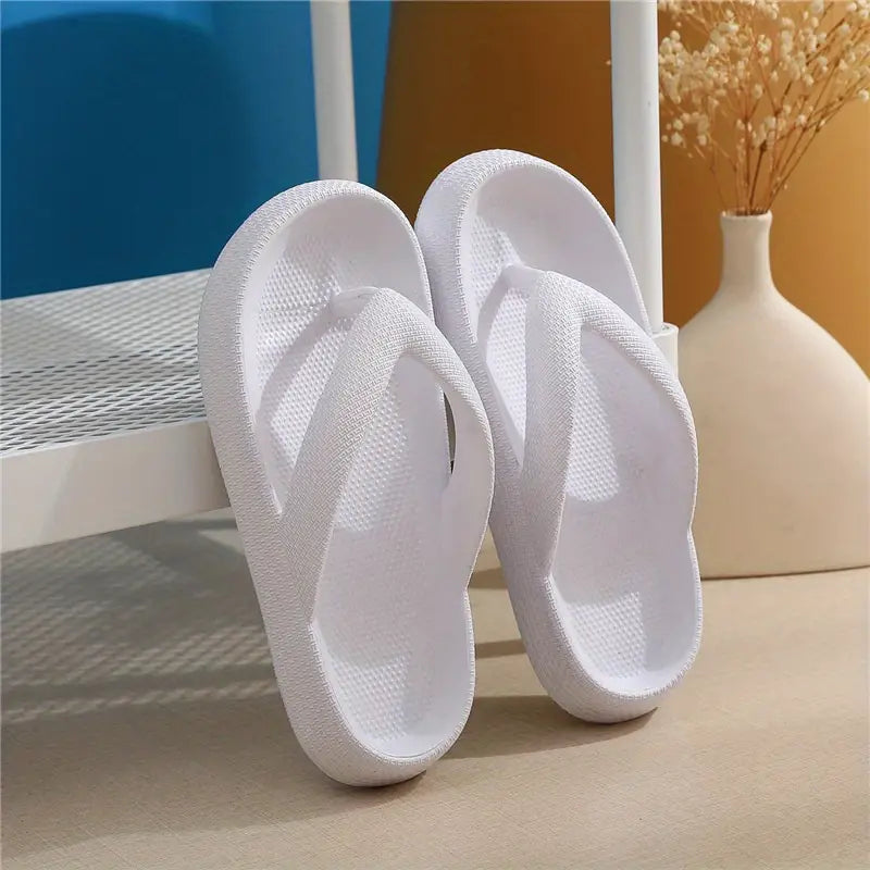 Platform Non-Slip Solid Color Flip Slippers