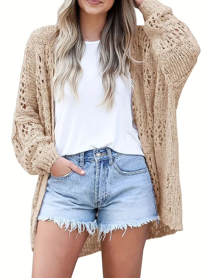 Plus Size Crochet Knit Cardigan