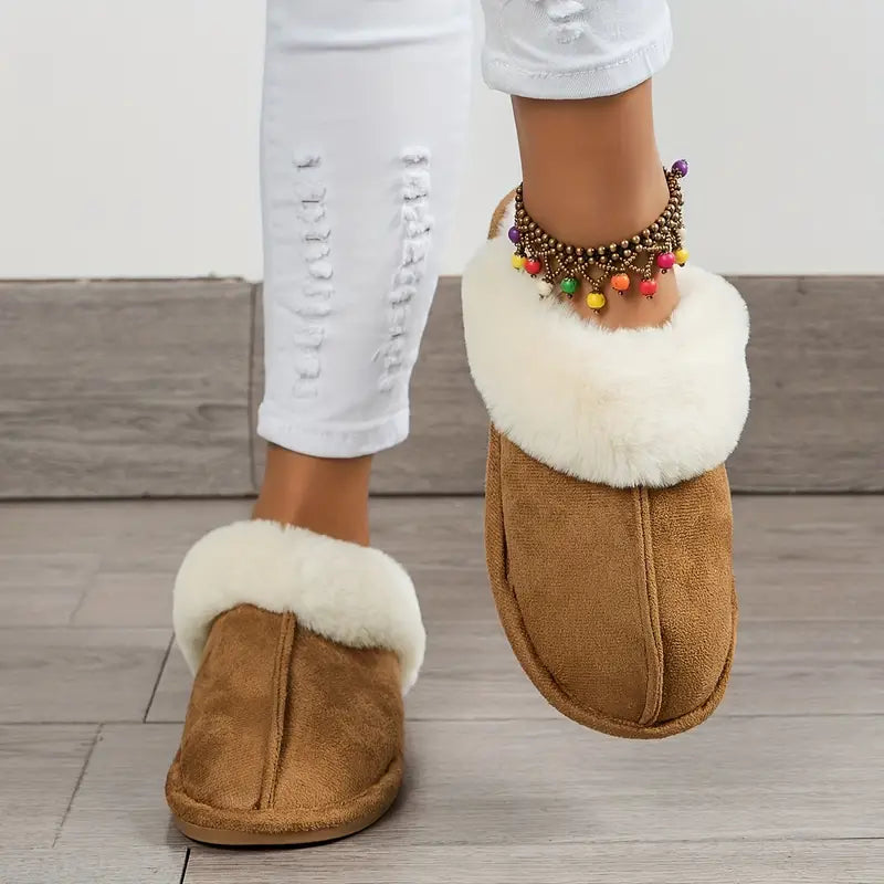 Fluffy Furry Closed Toe Slip On Slippers