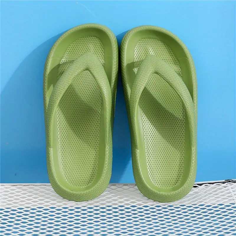 Platform Non-Slip Solid Color Flip Slippers