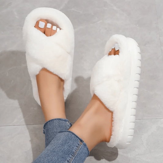 Platform Open Toe Criss Cross Solid Color Casual Slides