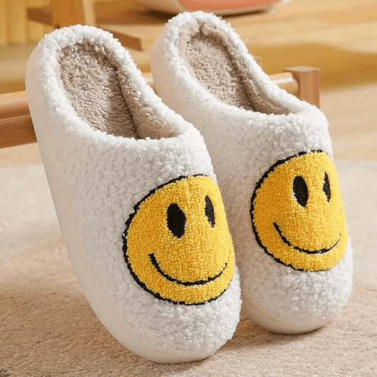 Kawaii Smile Face Warm Plush Lined Slippers