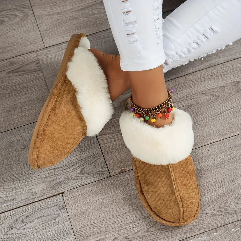 Fluffy Furry Closed Toe Slip On Slippers