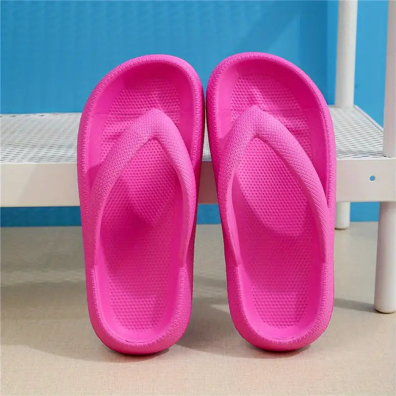 Platform Non-Slip Solid Color Flip Slippers