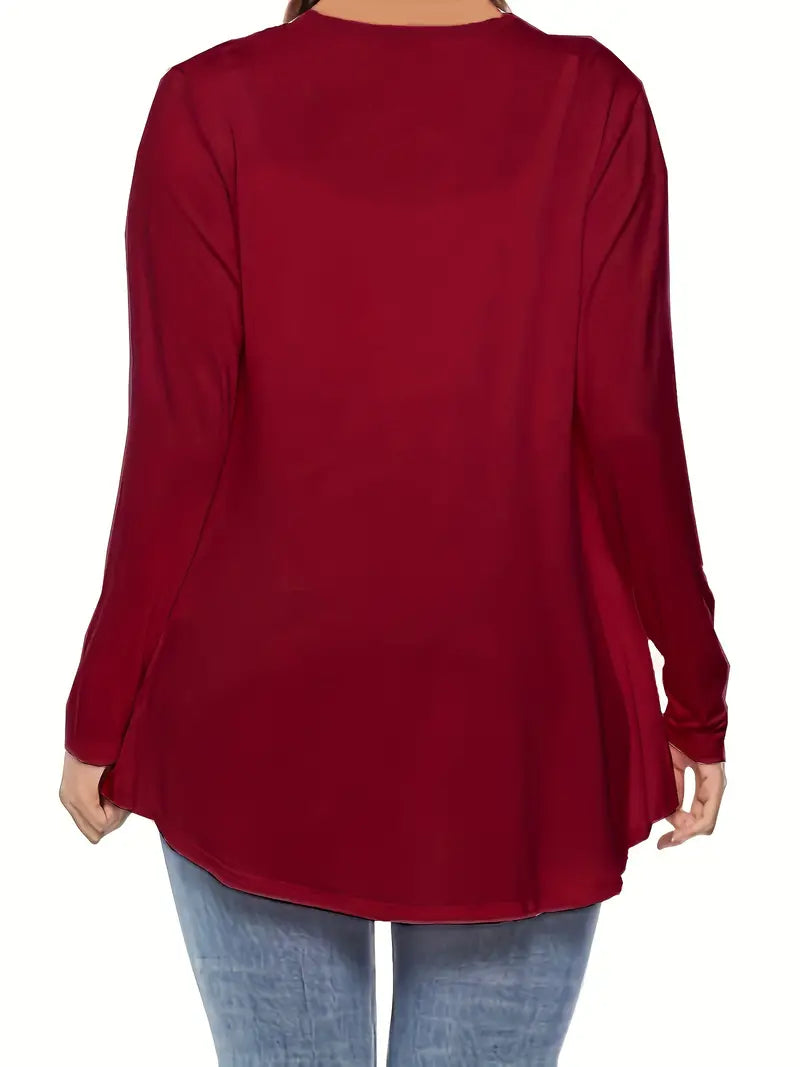 Plus Size Open Front Long Sleeve Cardigan