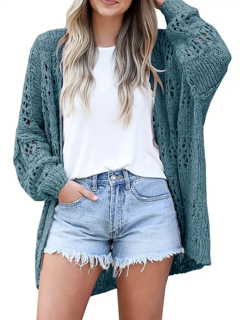 Plus Size Crochet Knit Cardigan