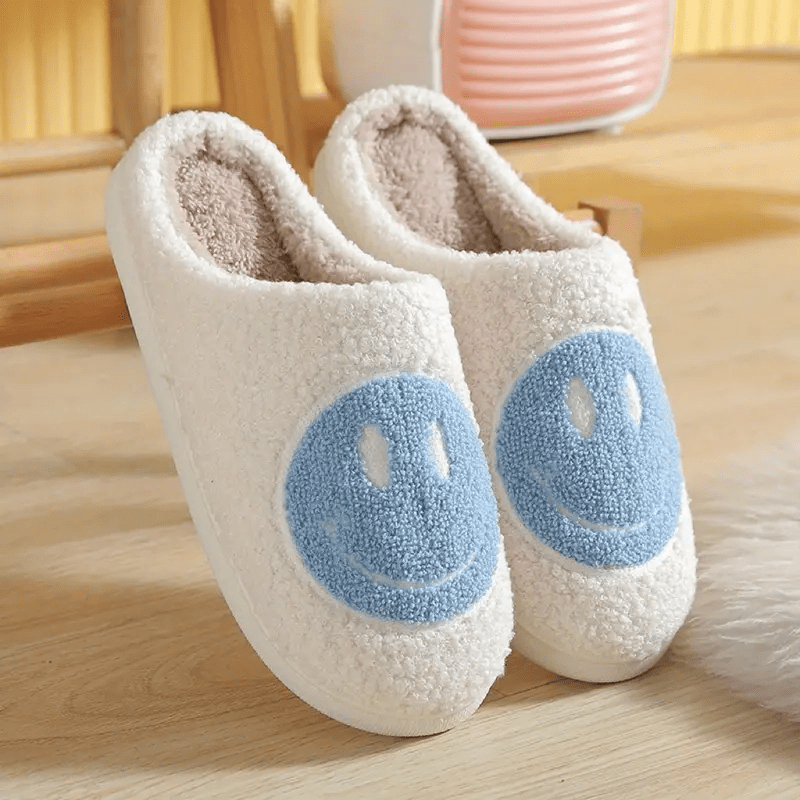 Kawaii Smile Face Warm Plush Lined Slippers