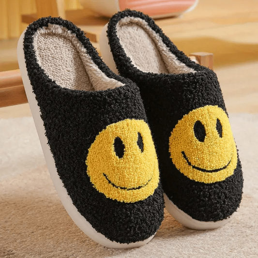 Kawaii Smile Face Warm Plush Lined Slippers