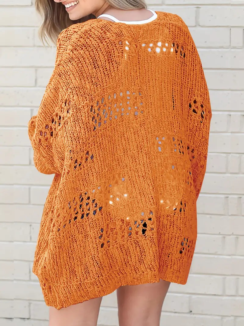 Plus Size Crochet Knit Cardigan