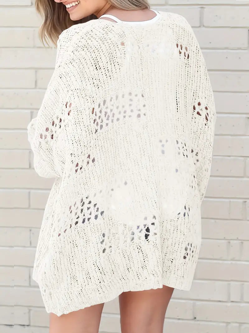 Plus Size Crochet Knit Cardigan