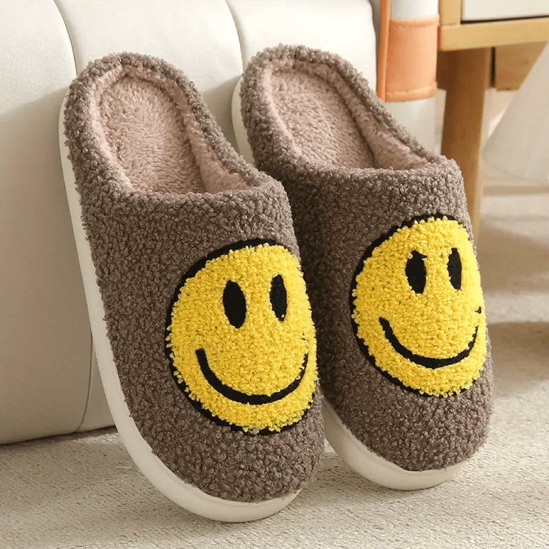 Kawaii Smile Face Warm Plush Lined Slippers