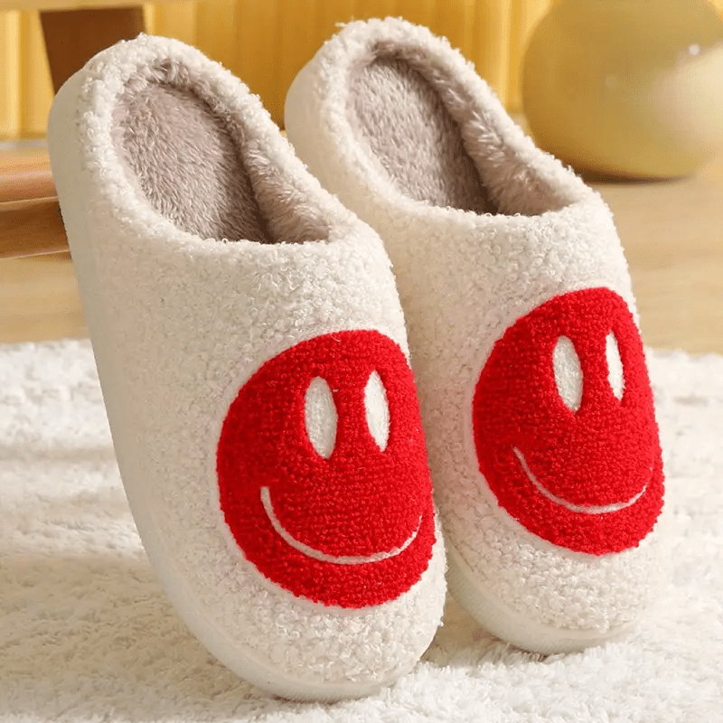 Kawaii Smile Face Warm Plush Lined Slippers