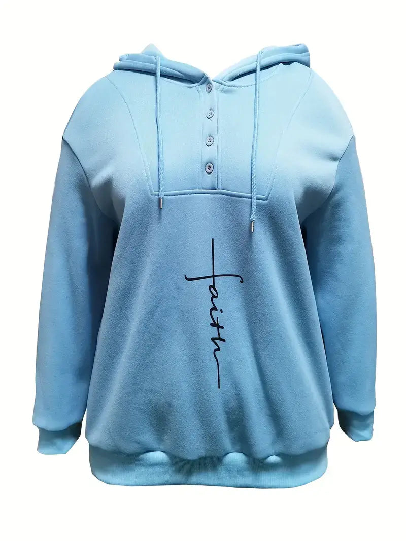 Plus Size Casual Sweatshirt, Women's Plus Cross Letter Print