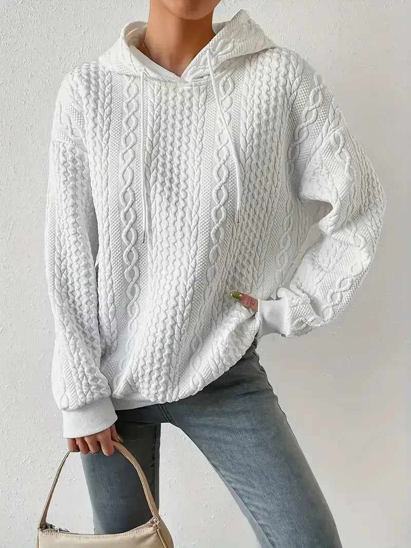 Plus Size Casual Sweatshirt, Women's Plus Solid Ribbed