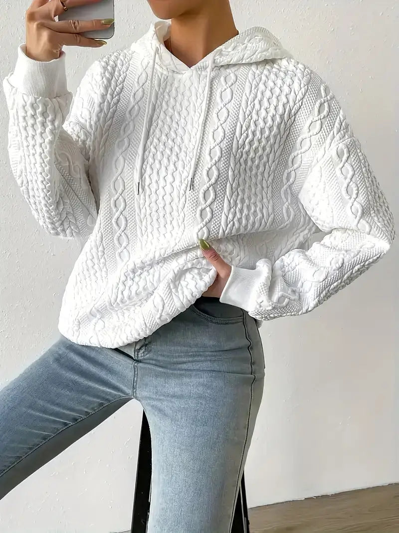 Plus Size Casual Sweatshirt, Women's Plus Solid Ribbed