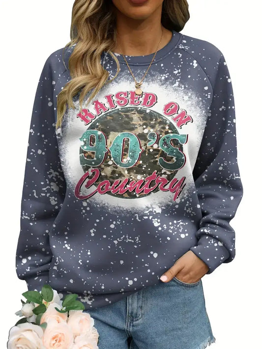 Plus Size Retro Sweatshirt, Women's Plus '90s' Print