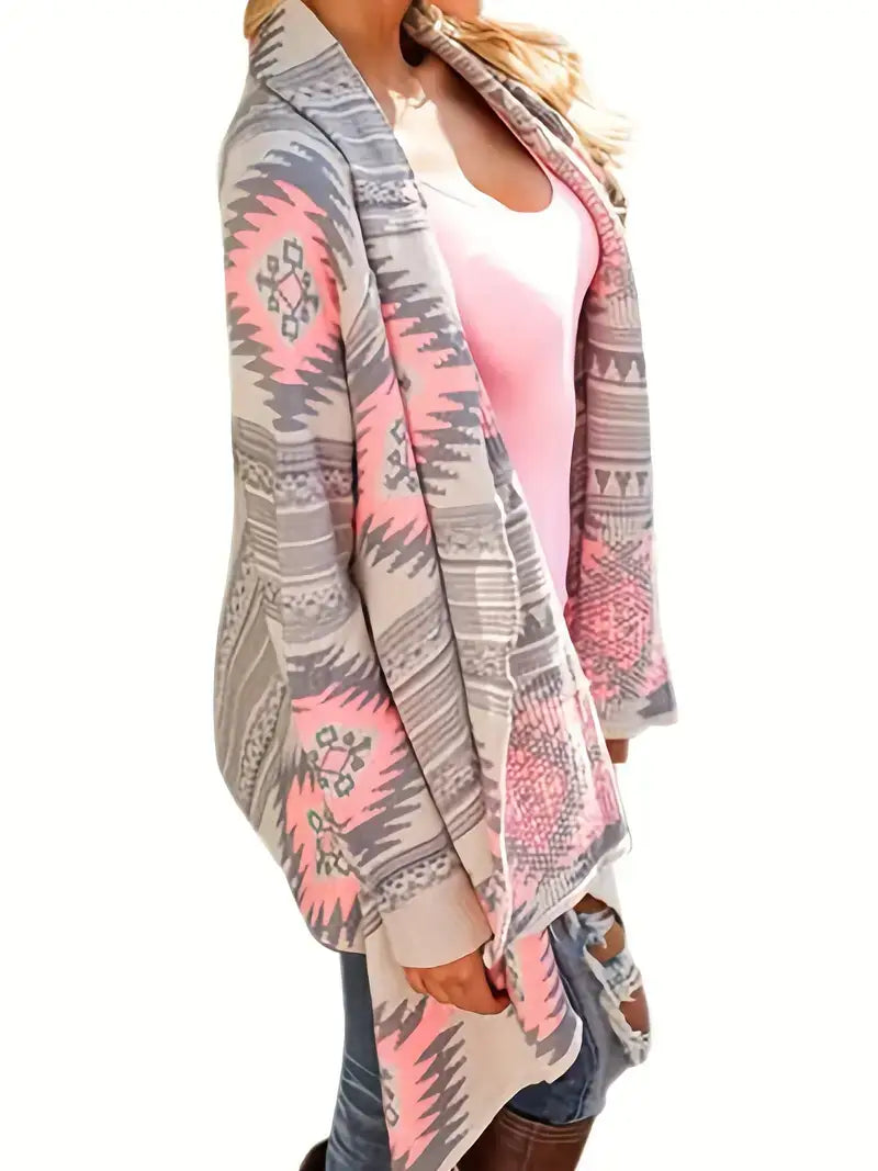 Plus Size Boho Cardigan, Women's Plus Southwestern Print