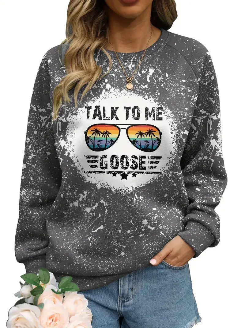 Plus Size Casual Sweatshirt, Women's Plus Splash Painting