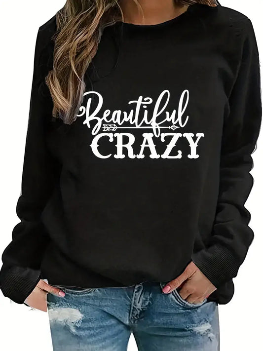 Plus Size Casual Sweatshirt, Women's Plus Arrow & Art Letter