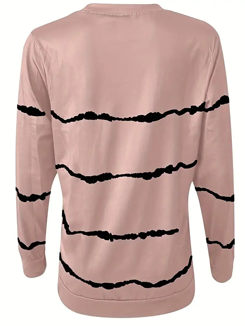 Plus Size Tie Dye Strip Print Long Sleeve Sweatshirt