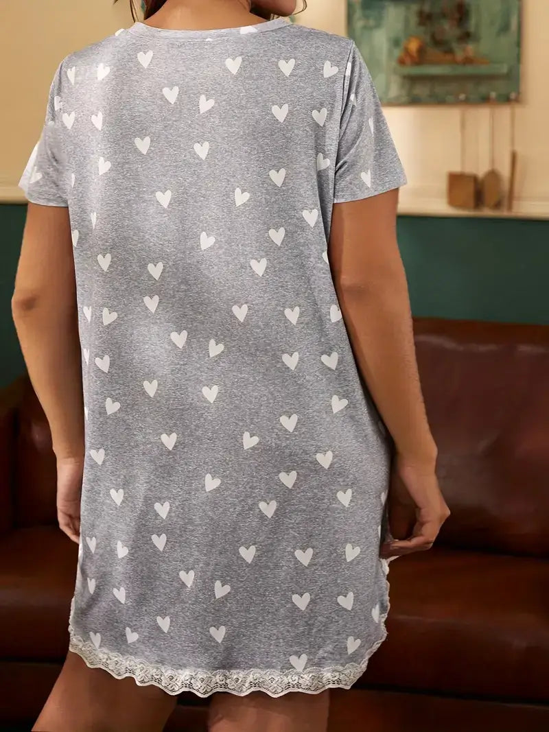 Plus Size Casual Nightdress, Women's Plus Star Print