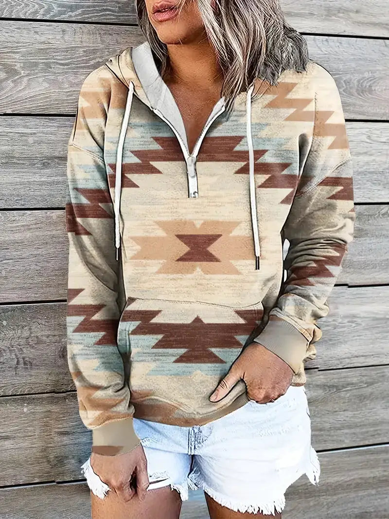 Plus Size Casual Sweatshirt, Women's Plus Southwestern Print