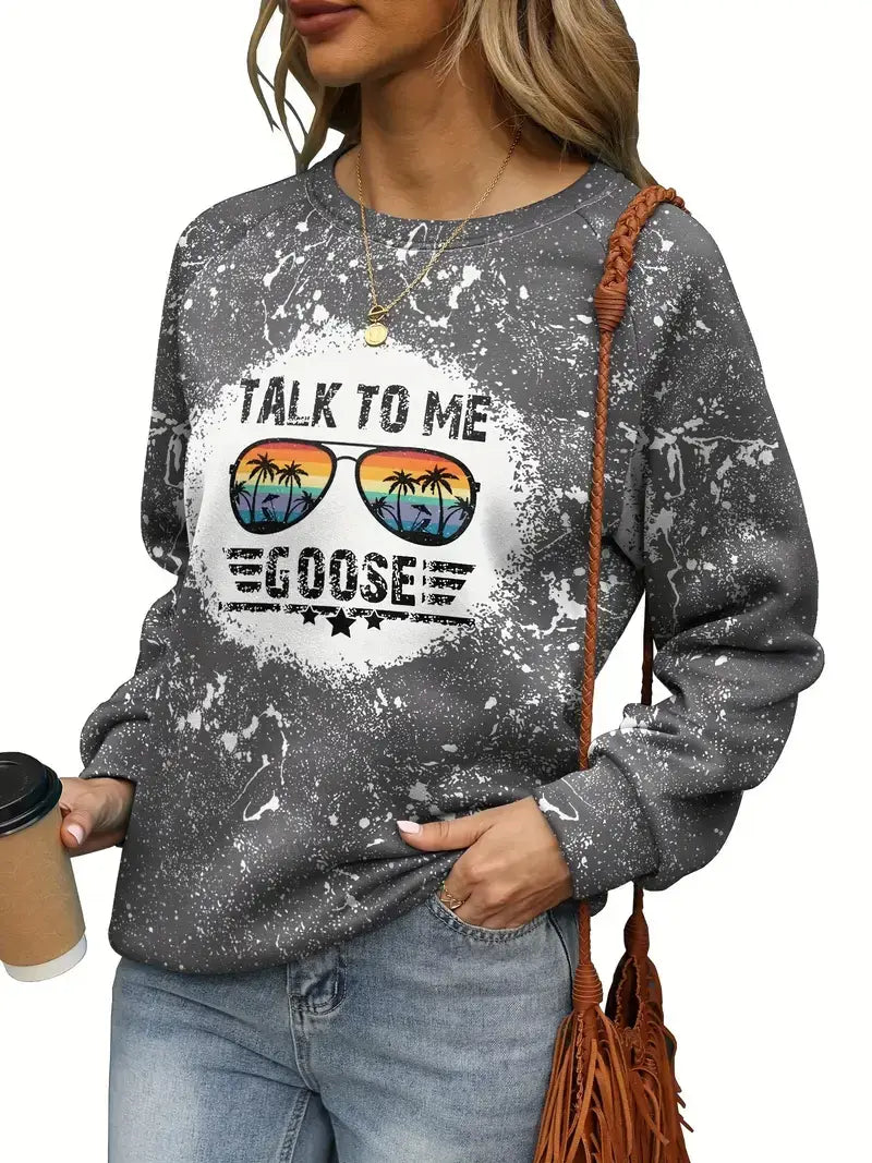 Plus Size Casual Sweatshirt, Women's Plus Splash Painting