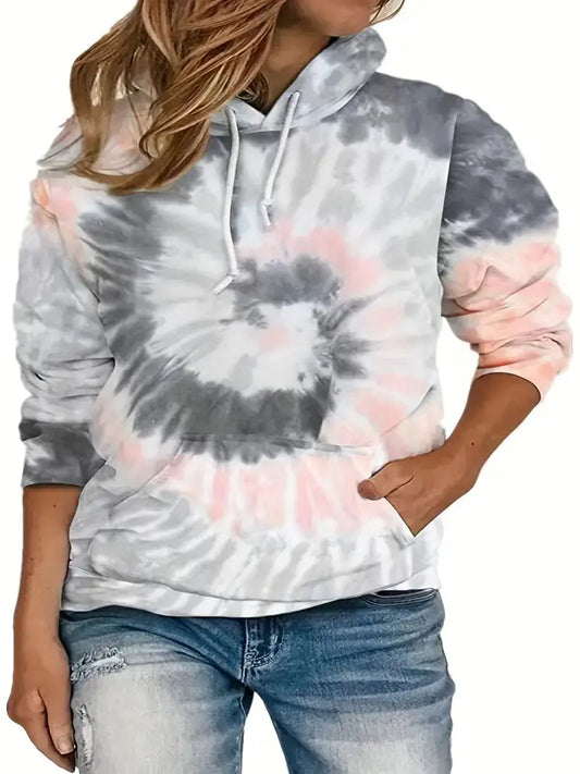 Plus Size Casual Sweatshirt,Women's Plus Tie Dye Long Sleeve