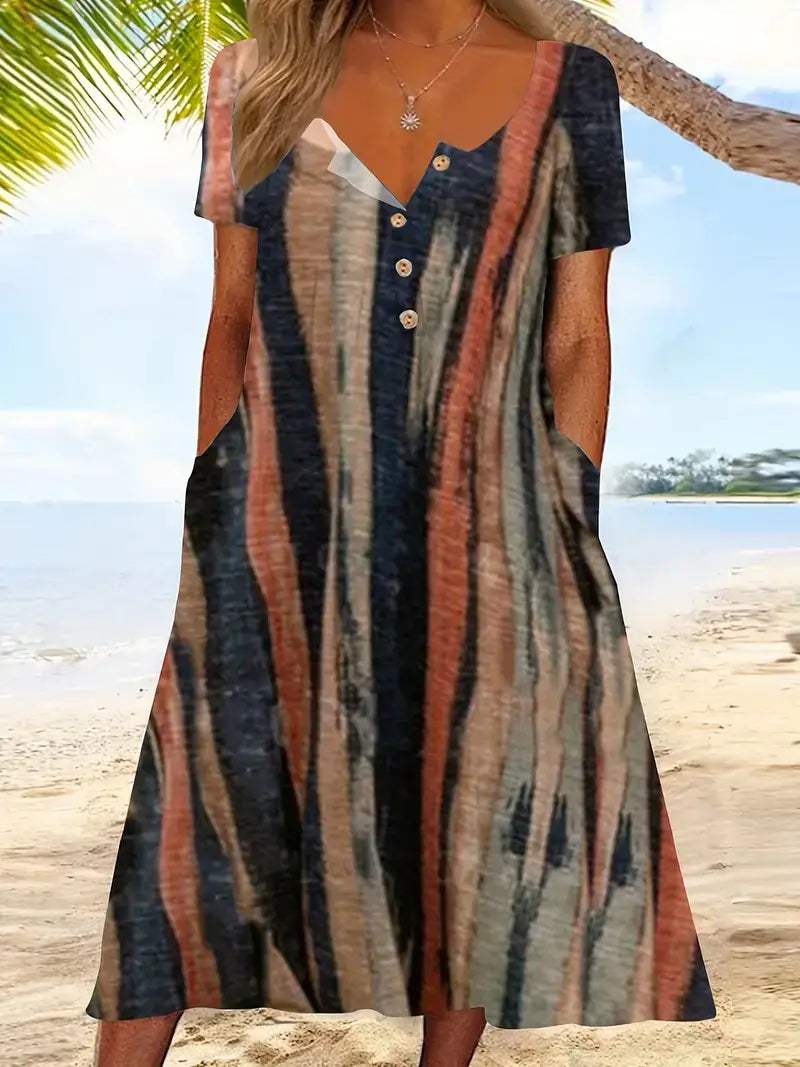 Plus Size Casual Dress,Women's Plus Tie Dye Top Short Sleeve