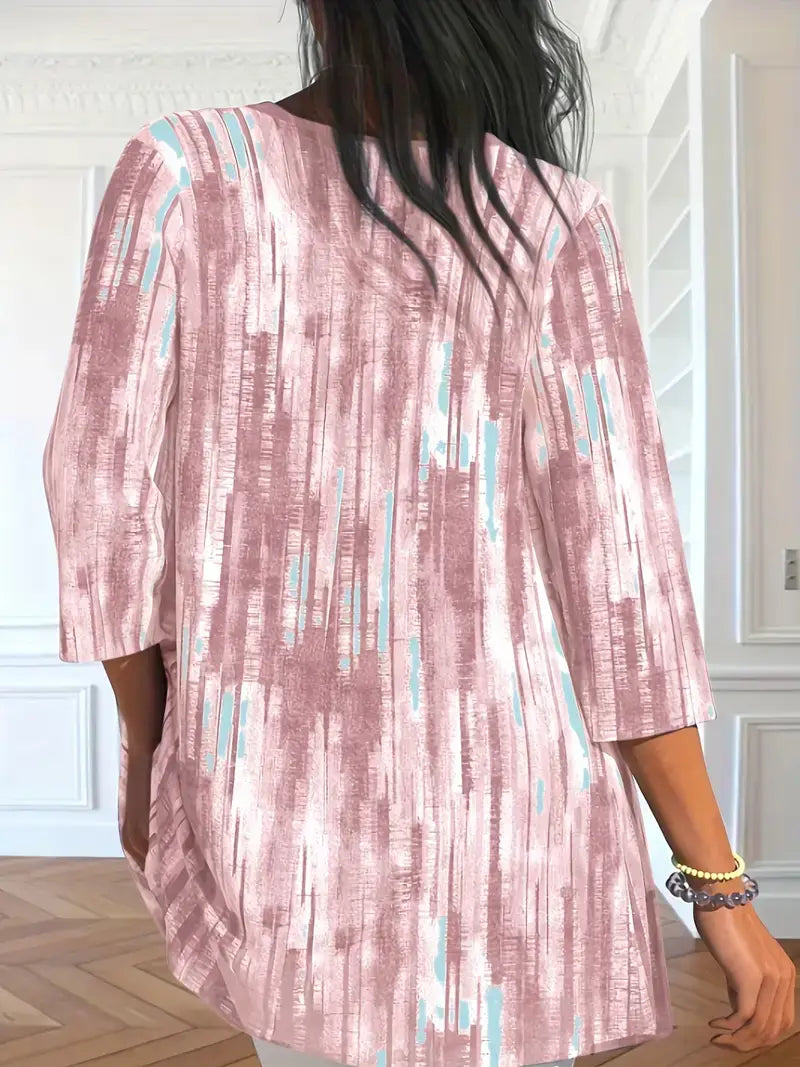 Plus Size Casual Kimono, Women's Plus Tie Dye Half Sleeve