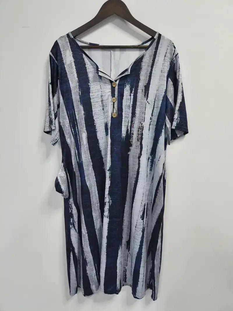 Plus Size Casual Dress,Women's Plus Tie Dye Top Short Sleeve