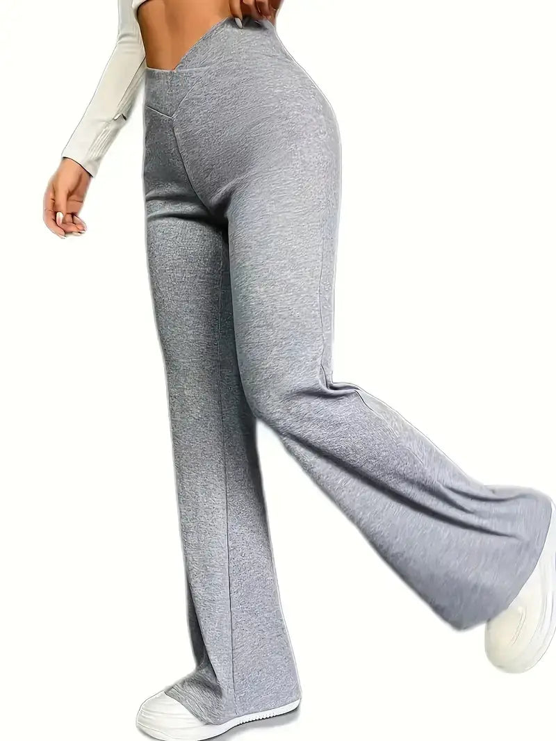 Plus Size Sports Pants, Women's Plus Heathered High Rise