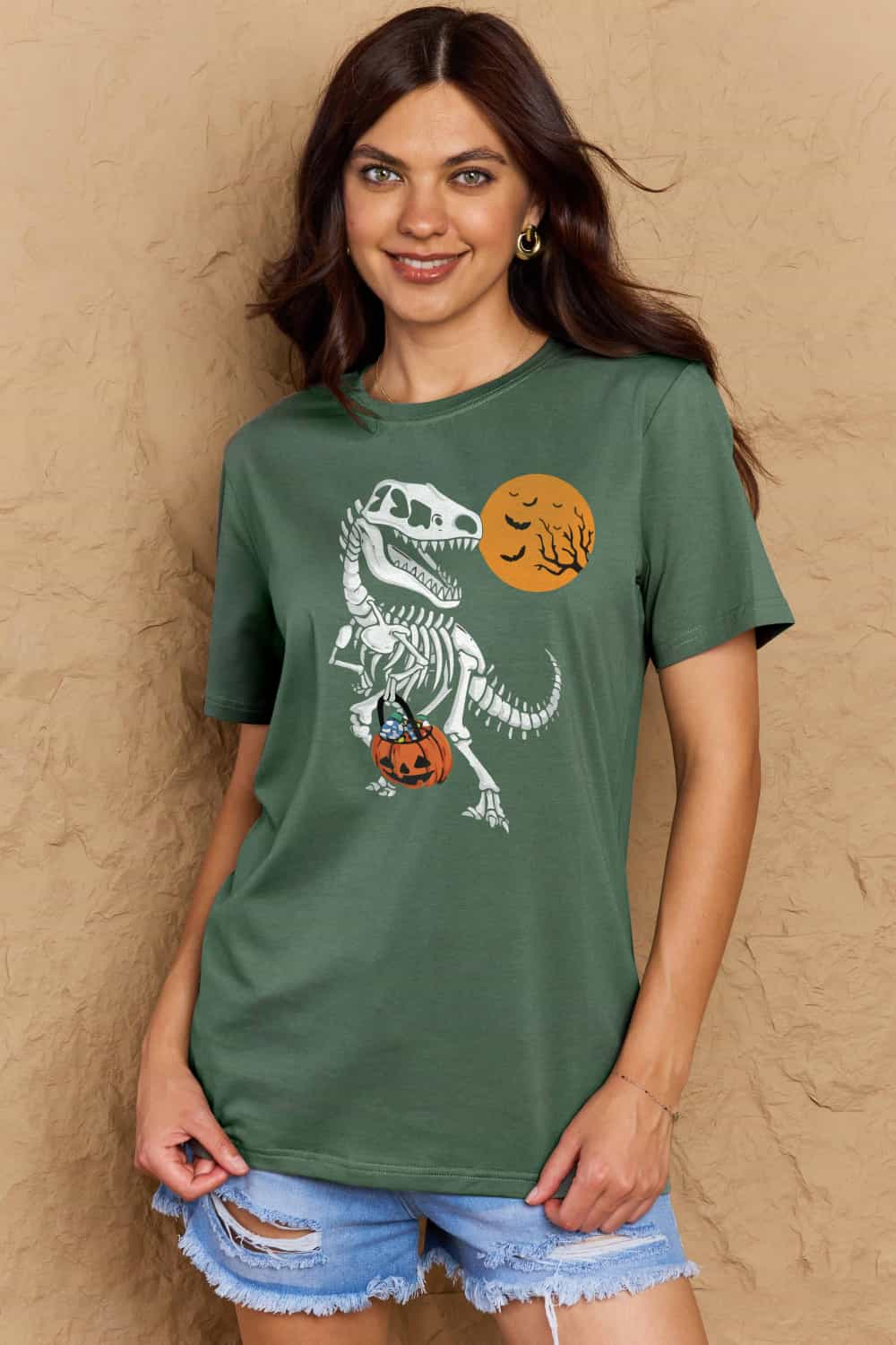 Simply Love Full Size Dinosaur Skeleton Graphic Cotton T-Shirt