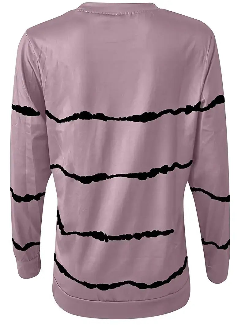 Plus Size Tie Dye Strip Print Long Sleeve Sweatshirt