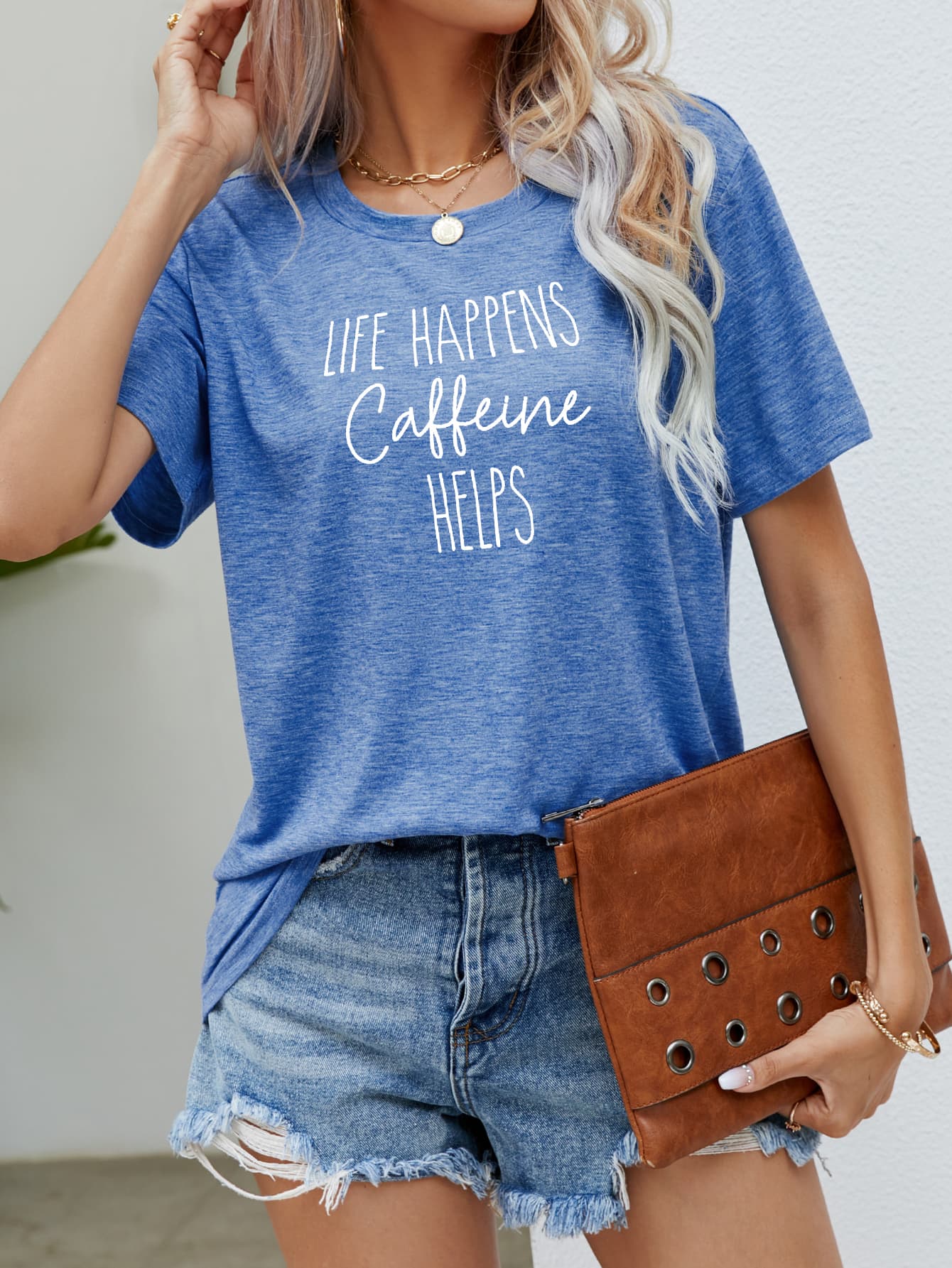 LIFE HAPPENS CAFFEINE HELPS Graphic Tee