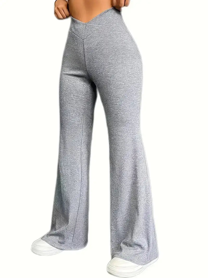 Plus Size Sports Pants, Women's Plus Heathered High Rise